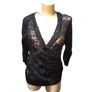 Black Lace Wrap Top V-neck large